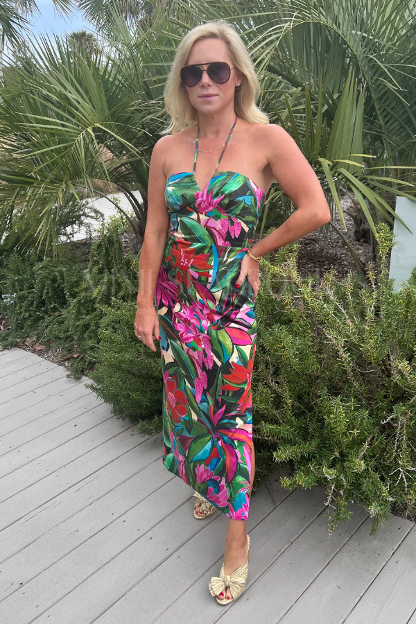 Jardin De Reve Multicolor Strapless Midi Dress by Farm Riov
