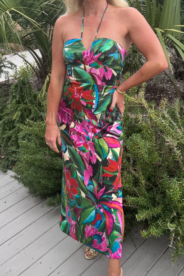 Jardin De Reve Multicolor Strapless Midi Dress by Farm Riov