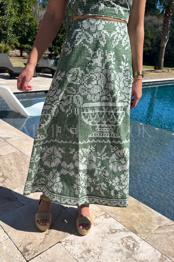 Jasmine Ankle Skirt, Verdent Flight by Cleobella