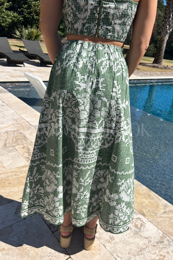 Jasmine Ankle Skirt, Verdent Flight by Cleobella