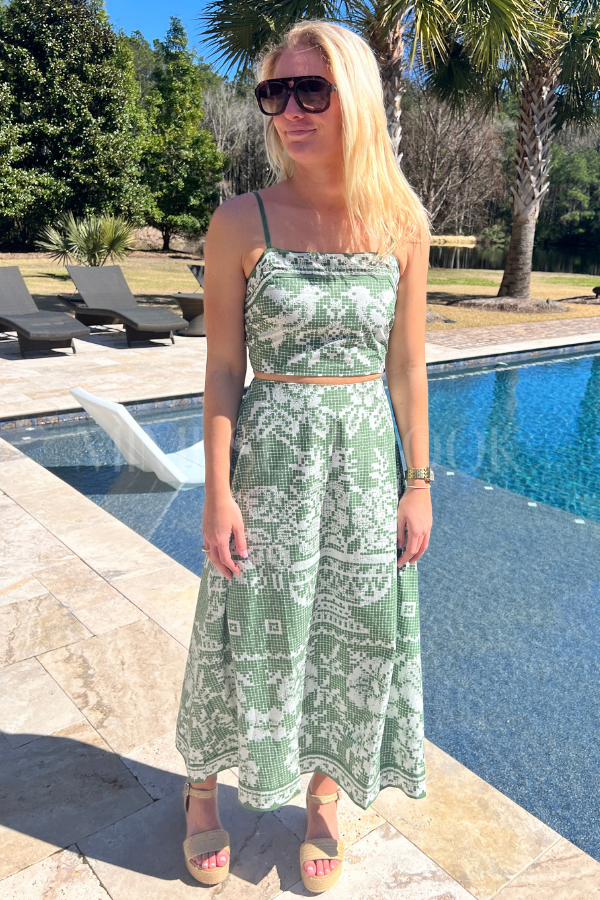 Jasmine Ankle Skirt, Verdent Flight by Cleobella