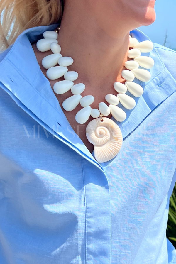 Kai Shell necklace, white