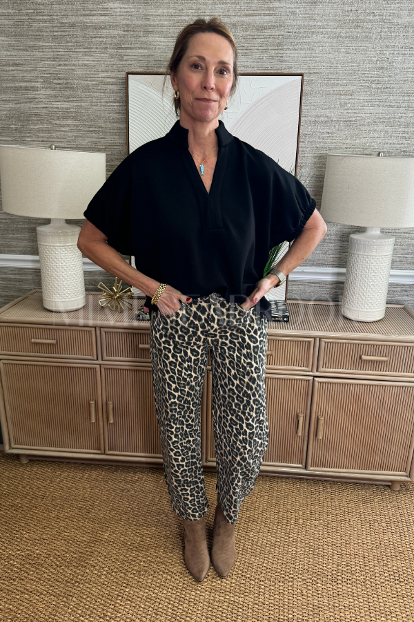 Kate high rise barrel jeans, leopard