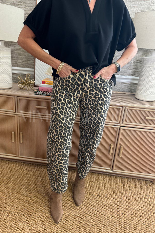 Kate high rise barrel jeans, leopard