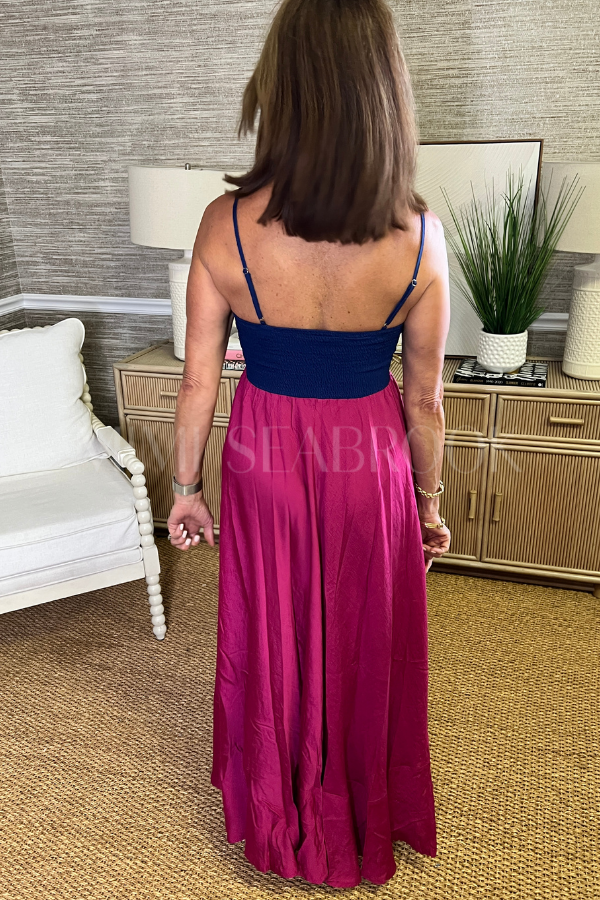 Kenia dress, navy fuchsia