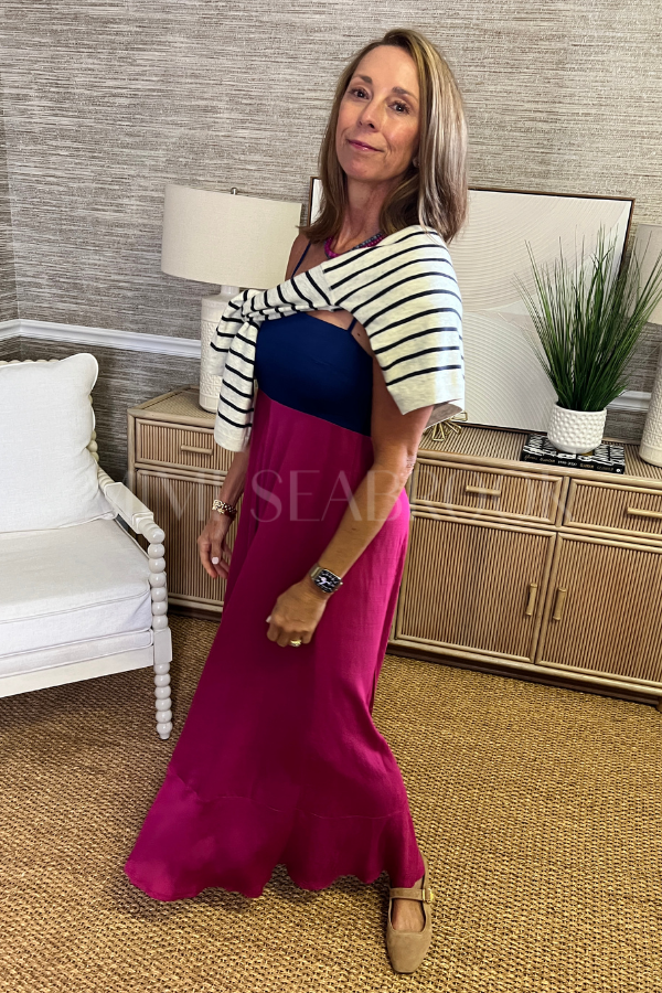Kenia dress, navy fuchsia