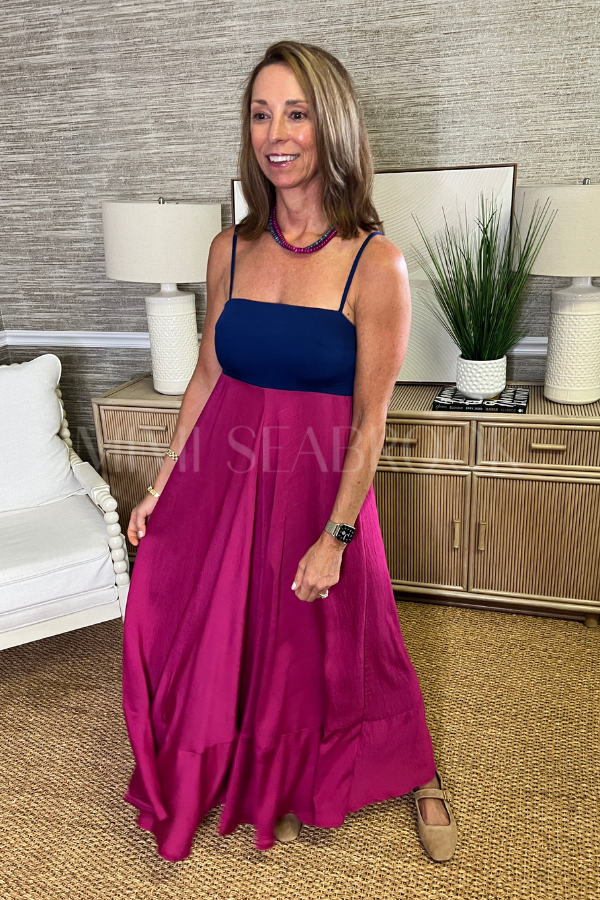 Kenia dress, navy fuchsia