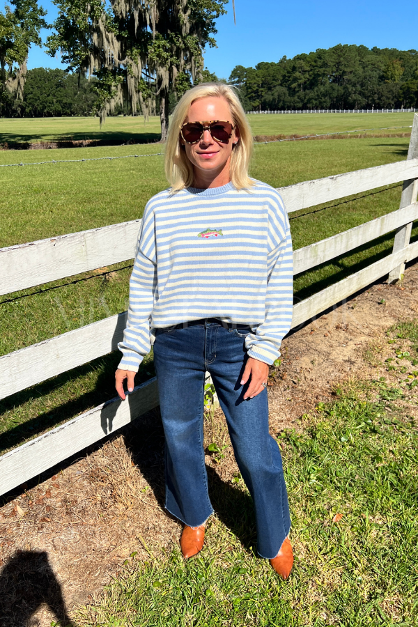 Kennelly sweater, blue/cream