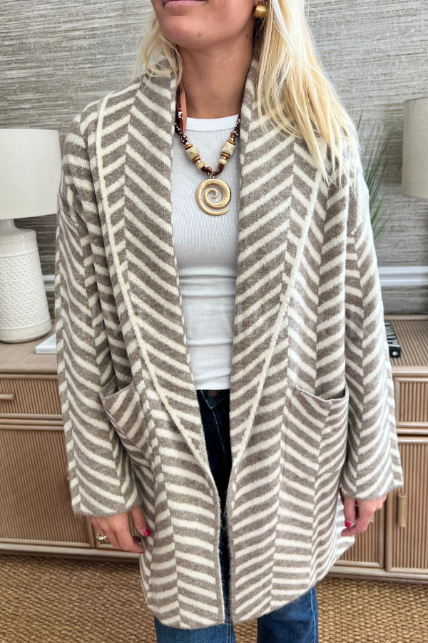 Kerry cardigan sweater, taupe