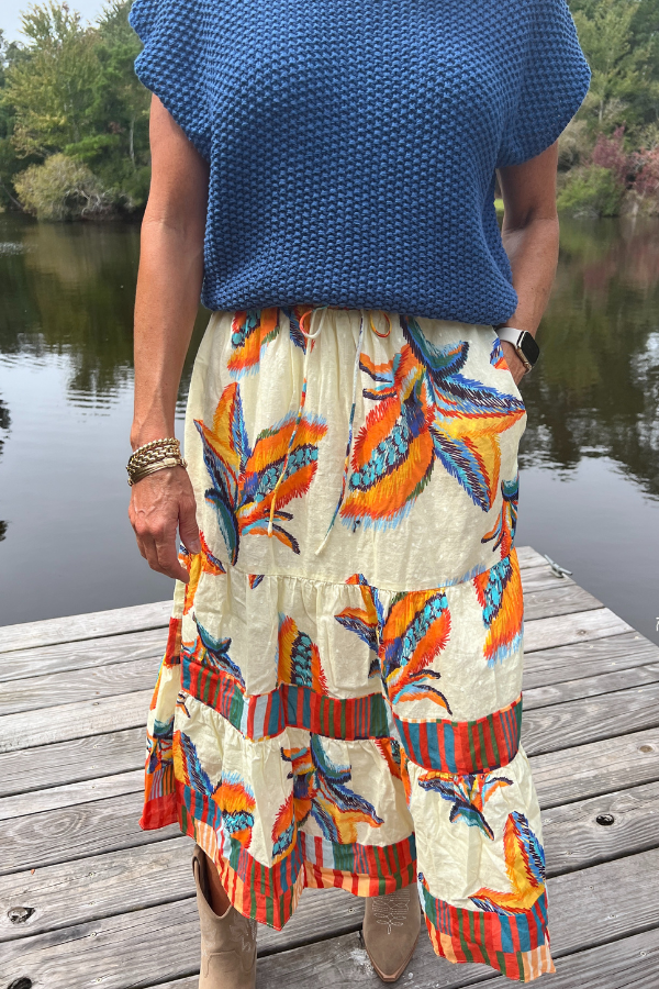 Kylie Skirt, tropical print by King + Pitt