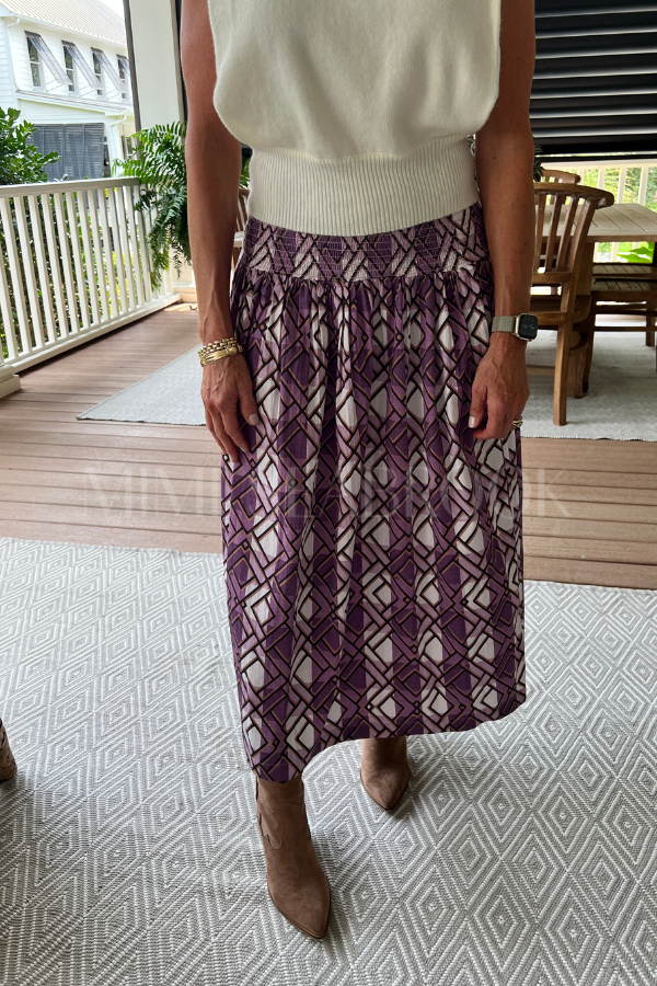 Laney Skirt, purple plaid print