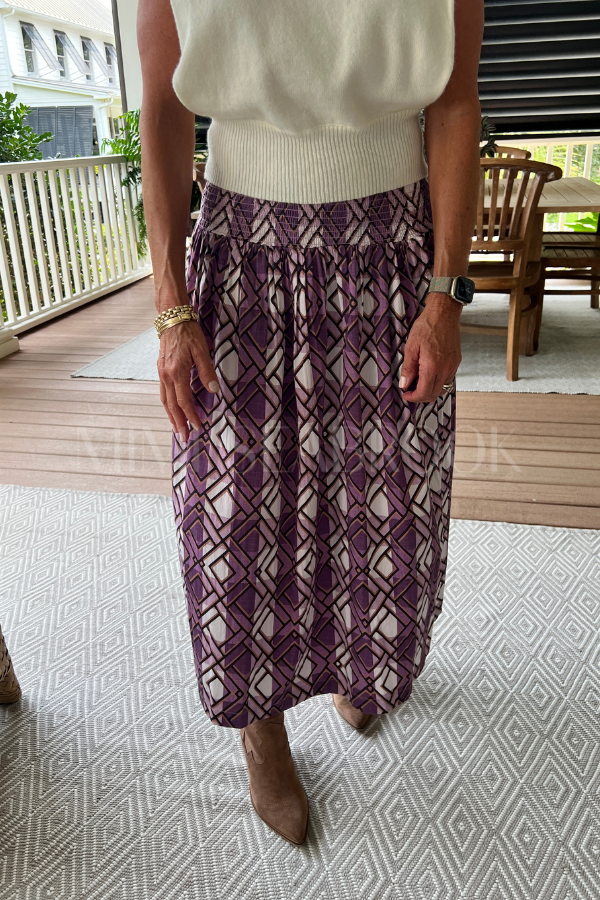 Laney Skirt, purple plaid print