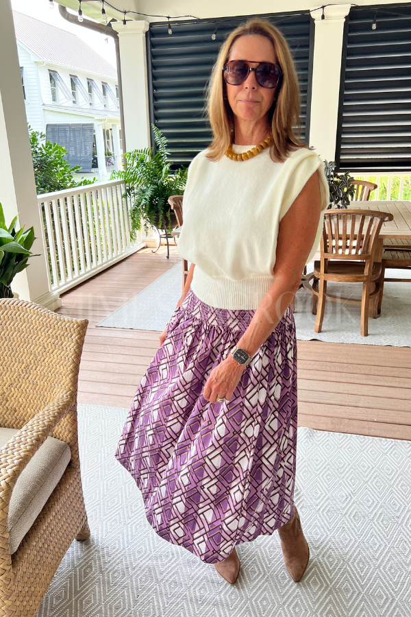 Laney Skirt, purple plaid print