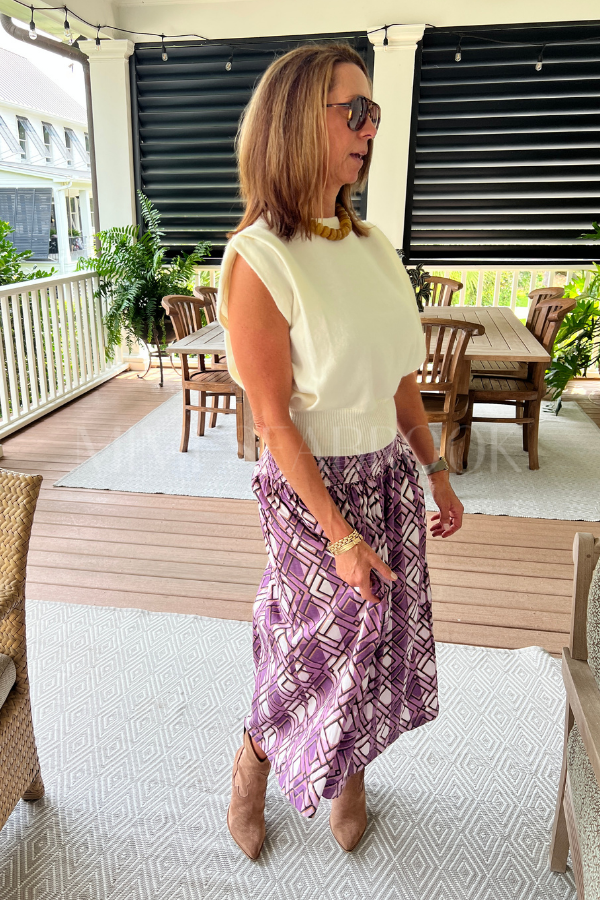 Laney Skirt, purple plaid print