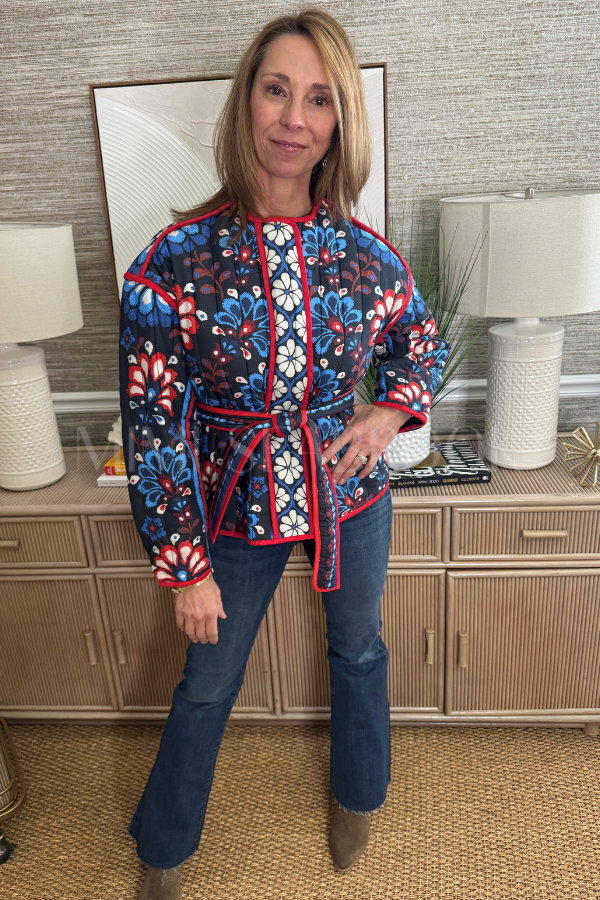 Latina Scarf Black Jacket by Farm Rio