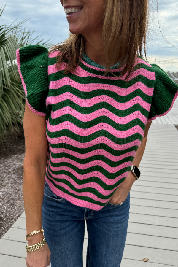 Leila sweater, pink/green