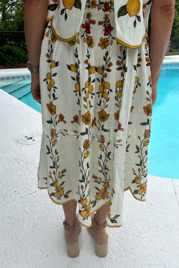Lemon Bouquet Midi Skirt by Farm Rio