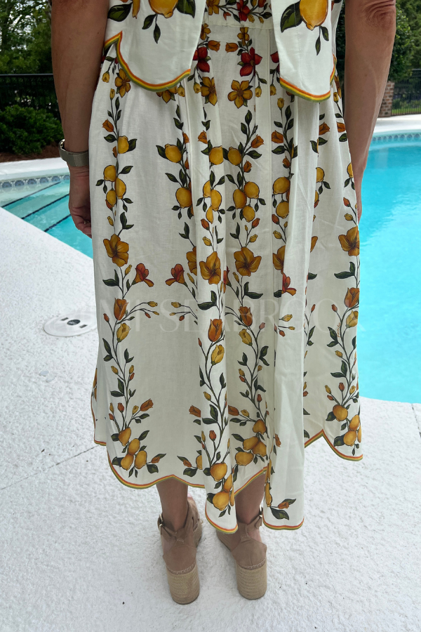 Lemon Bouquet Midi Skirt by Farm Rio