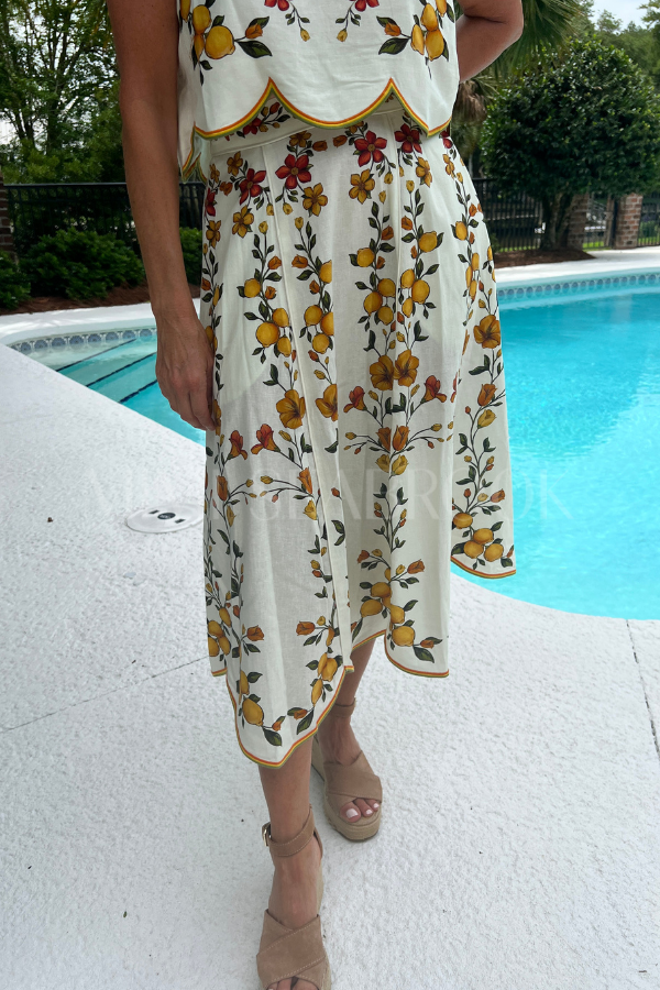 Lemon Bouquet Midi Skirt by Farm Rio