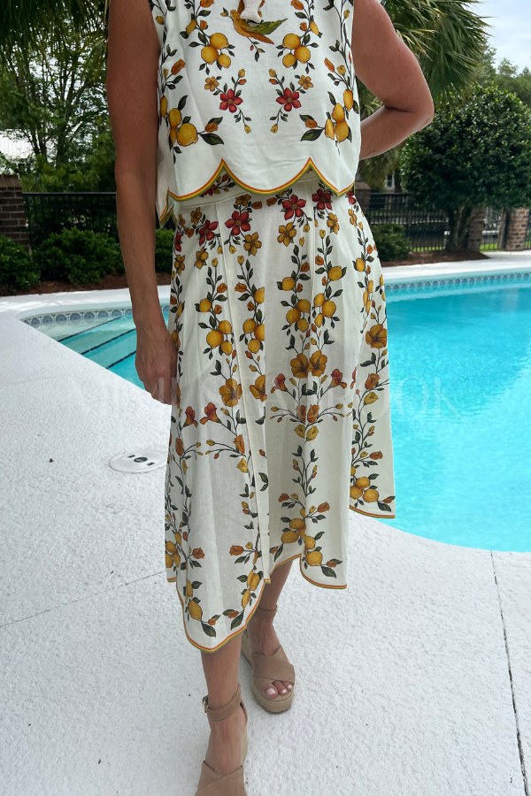 Lemon Bouquet Midi Skirt by Farm Rio