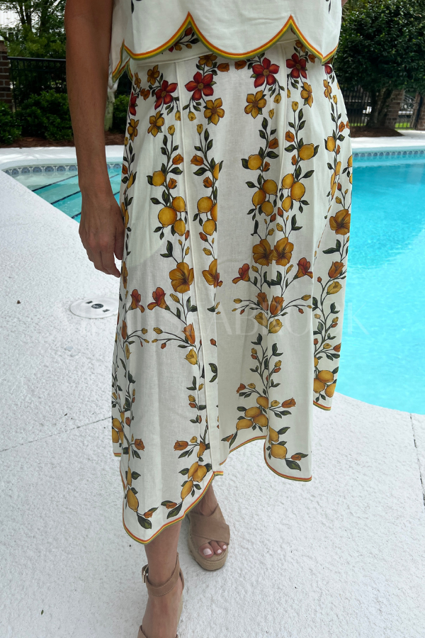 Lemon Bouquet Midi Skirt by Farm Rio