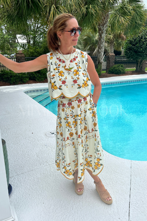 Lemon Bouquet Midi Skirt by Farm Rio