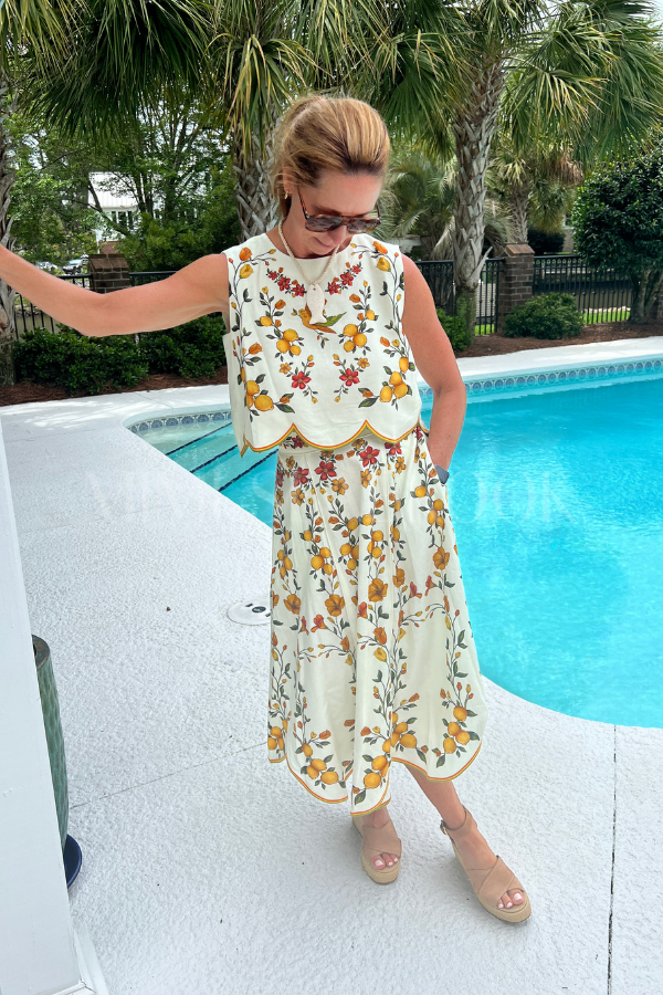 Lemon Bouquet Midi Skirt by Farm Rio
