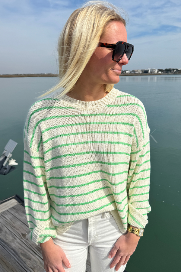 Linney sweater, green cream