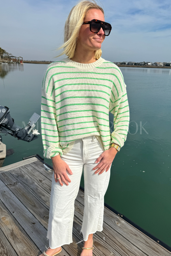 Linney sweater, green cream