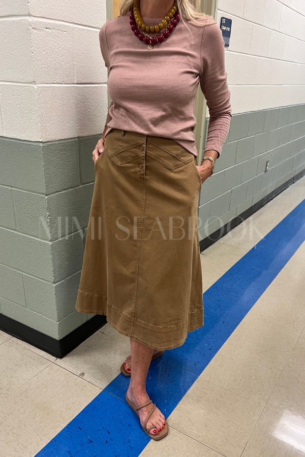 Linwood top, pink/camel