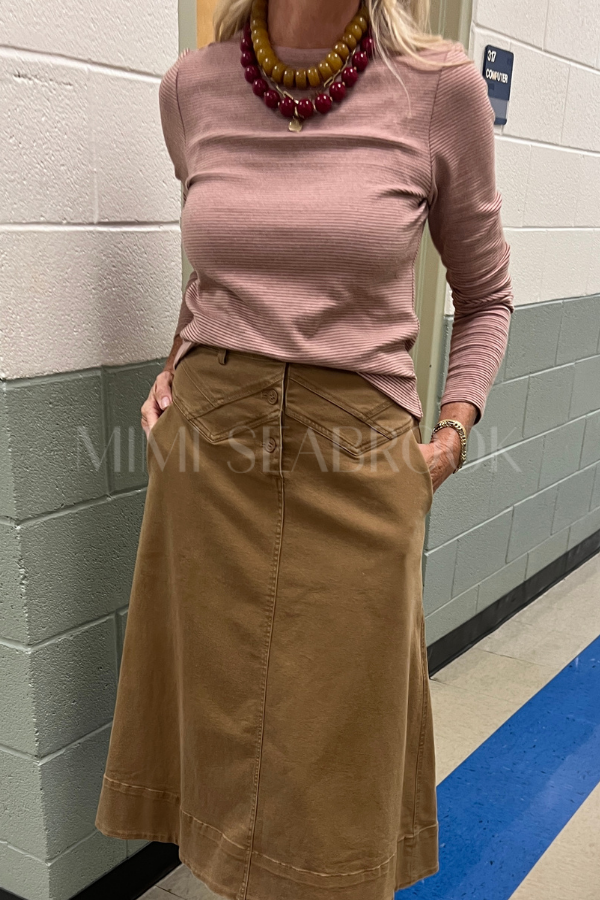 Linwood top, pink/camel