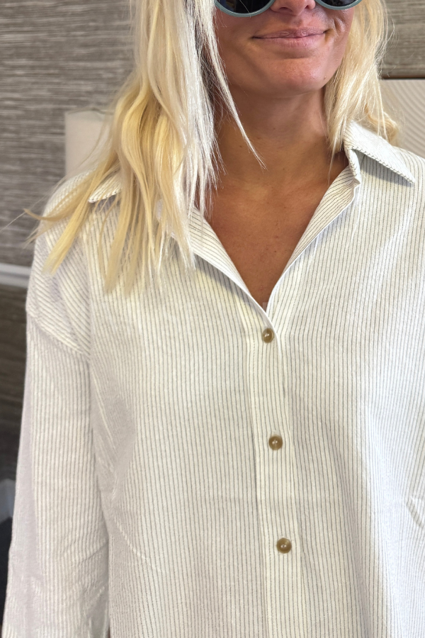 Lois top, white / navy stripe