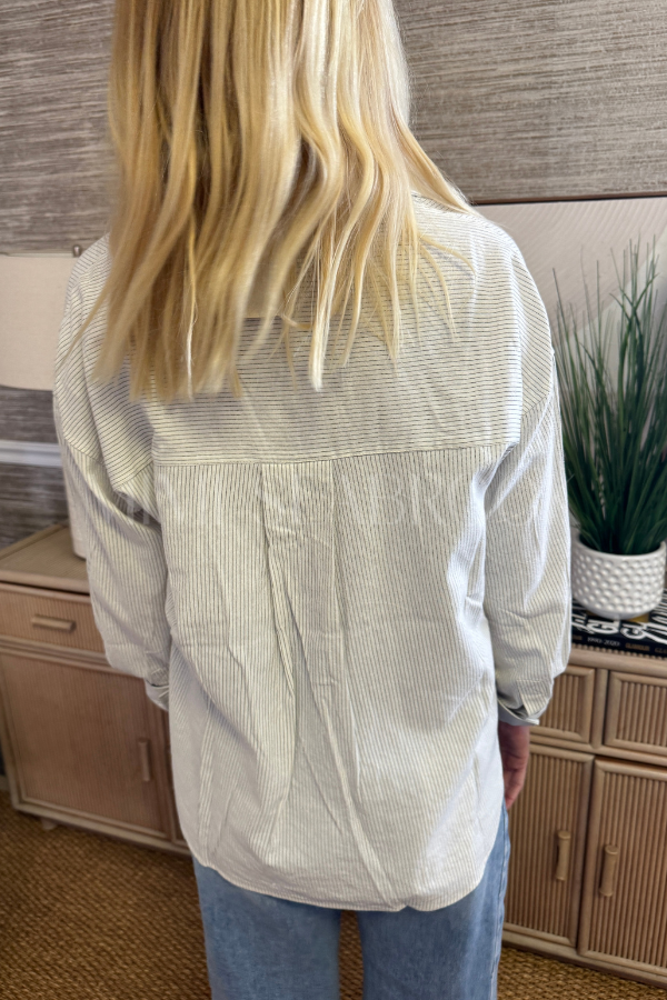 Lois top, white / navy stripe