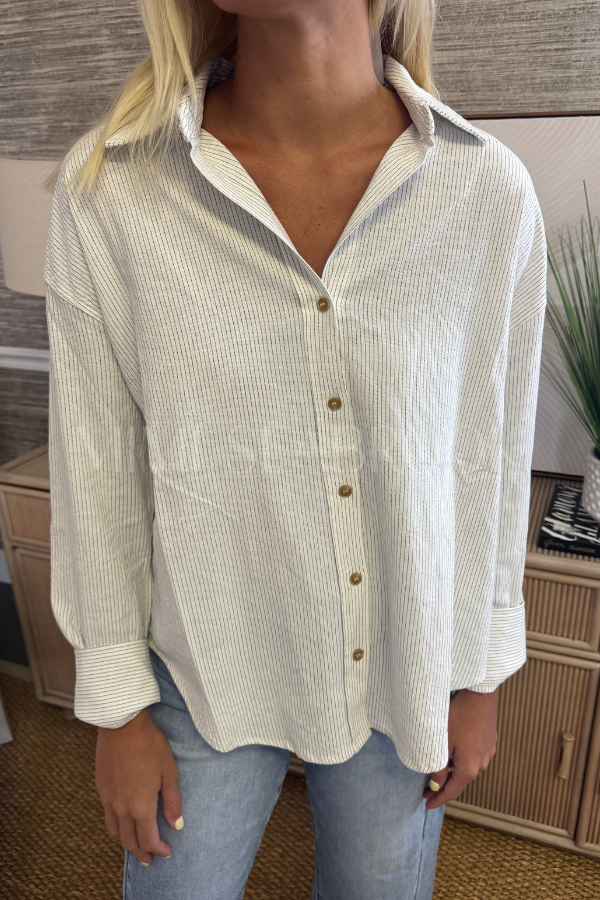 Lois top, white / navy stripe