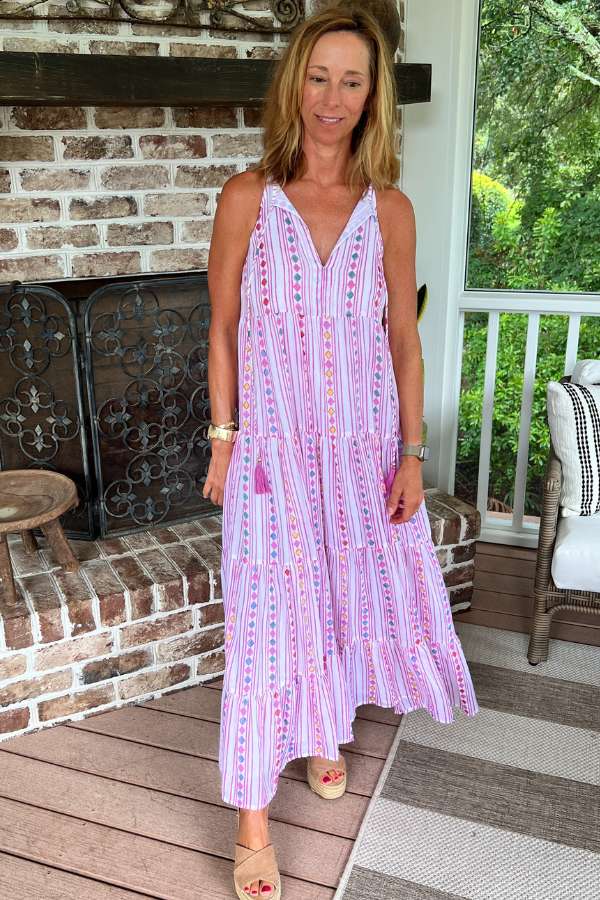 Long Tiered Tassel Dress by Oliphant