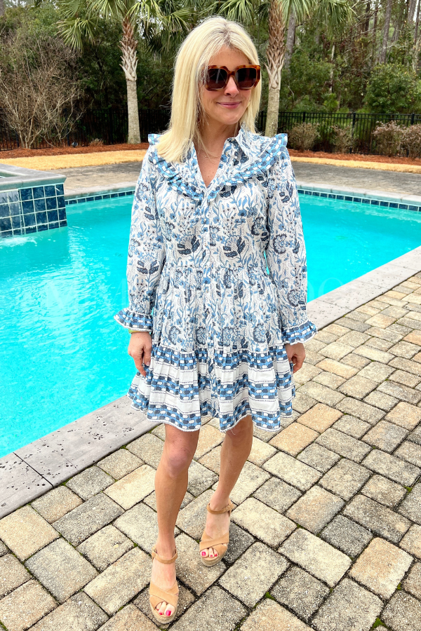 Lotte Mini Dress, vintage blue by Cleobella