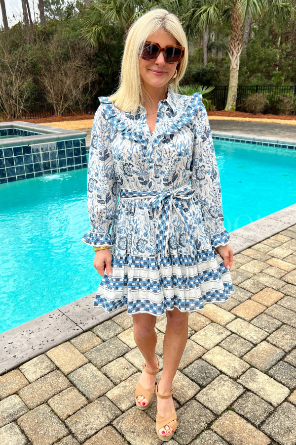 Lotte Mini Dress, vintage blue by Cleobella