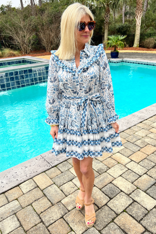 Lotte Mini Dress, vintage blue by Cleobella