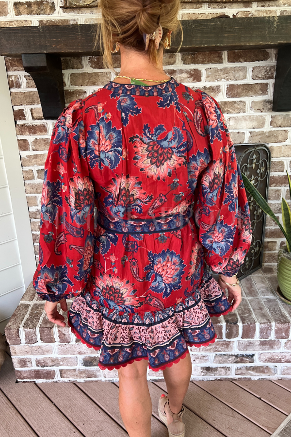 Luang Red Mini Dress by Farm Rio