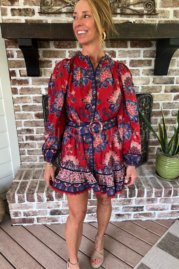 Luang Red Mini Dress by Farm Rio