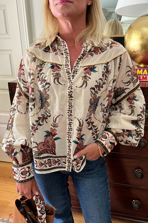 Majestic Hearts Cream Blouse by Farm Rio