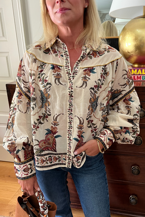 Majestic Hearts Cream Blouse by Farm Rio
