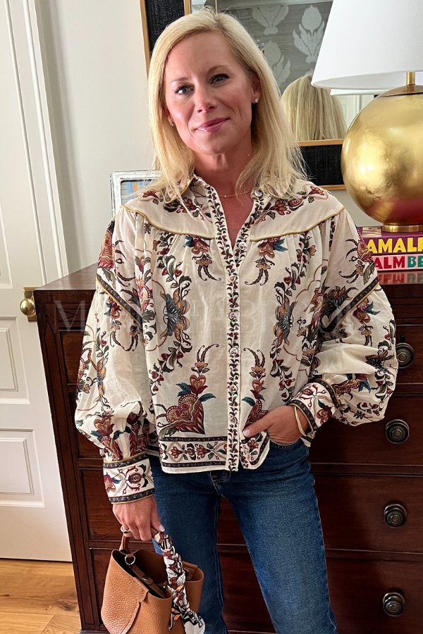 Majestic Hearts Cream Blouse by Farm Rio