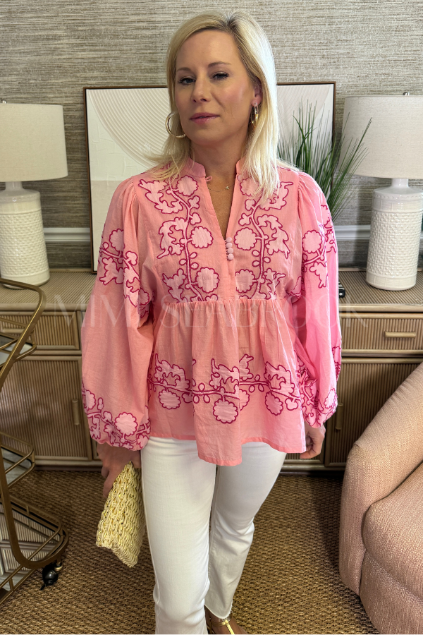 Mandarin Balloon Top, Tangier Pink by Oliphant