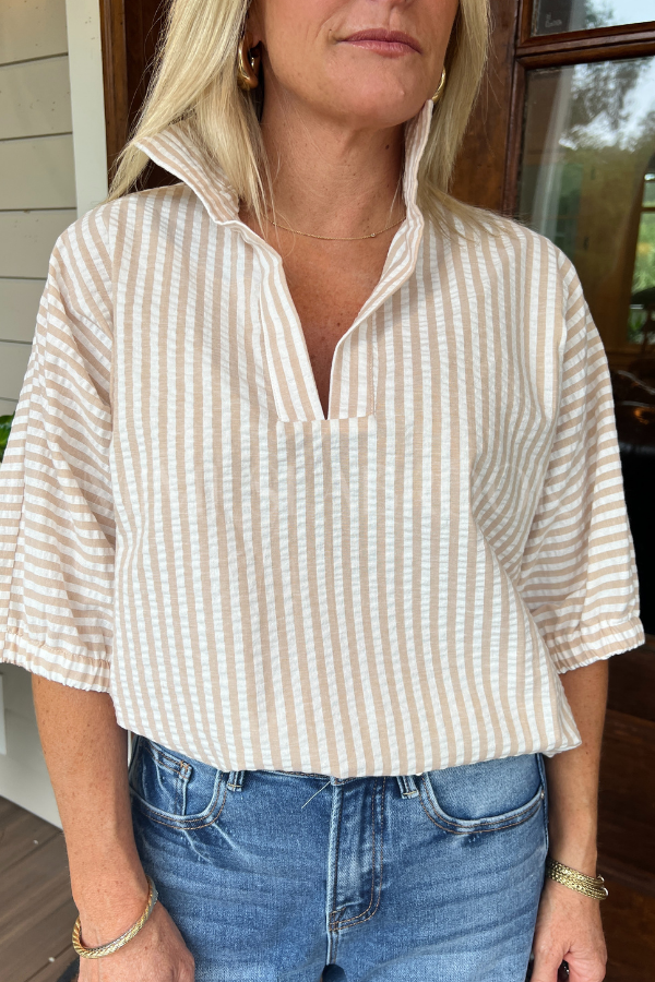 Margo top, almond