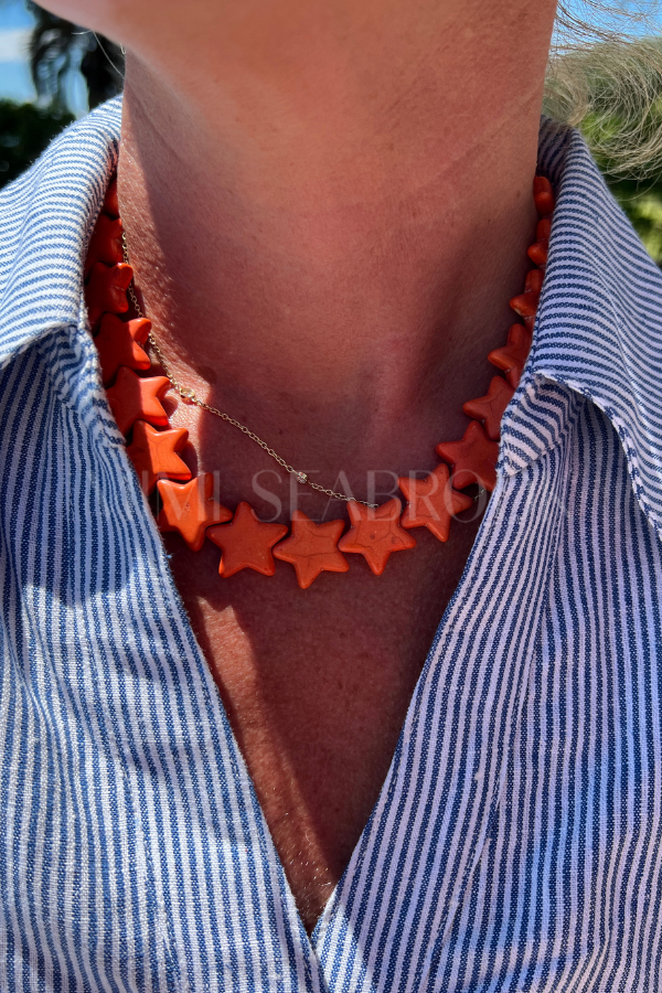 Marine Sea Star Necklace, orange