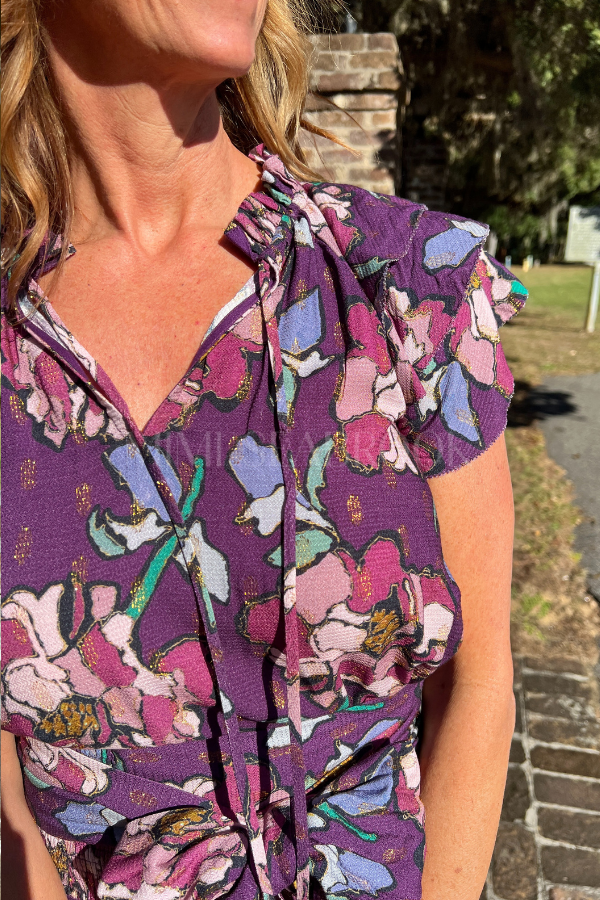 Maya top, floral cranberry