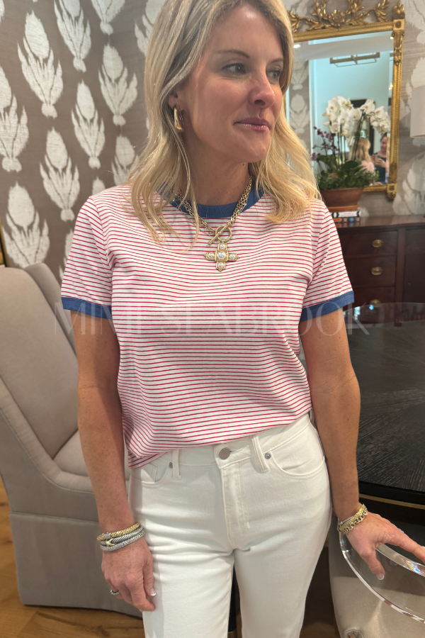 Meadors top, white/red