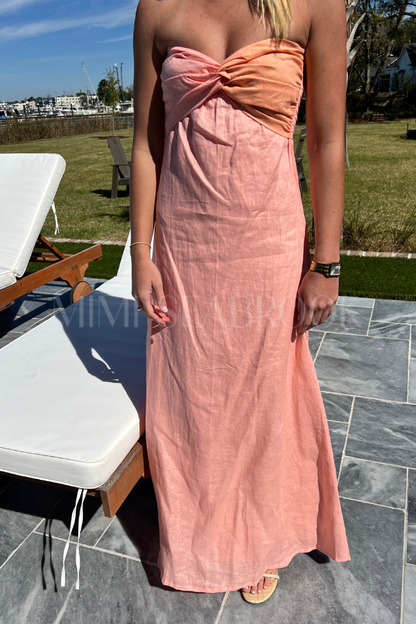 melody linen maxi dress lusana Lusana Melody Linen Maxi Dress in Laurel Teal Blue
