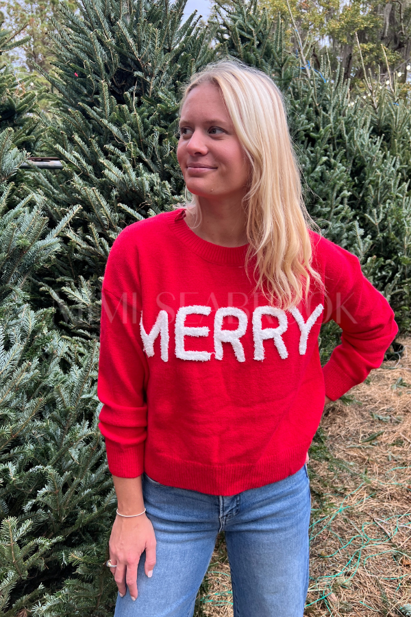 Merry Noel sweater, red/white